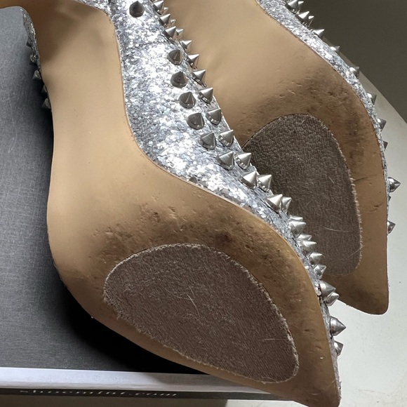 Shoemint Zoe Silver Glitter Studded Stilettos 7 - Picture 8 of 9